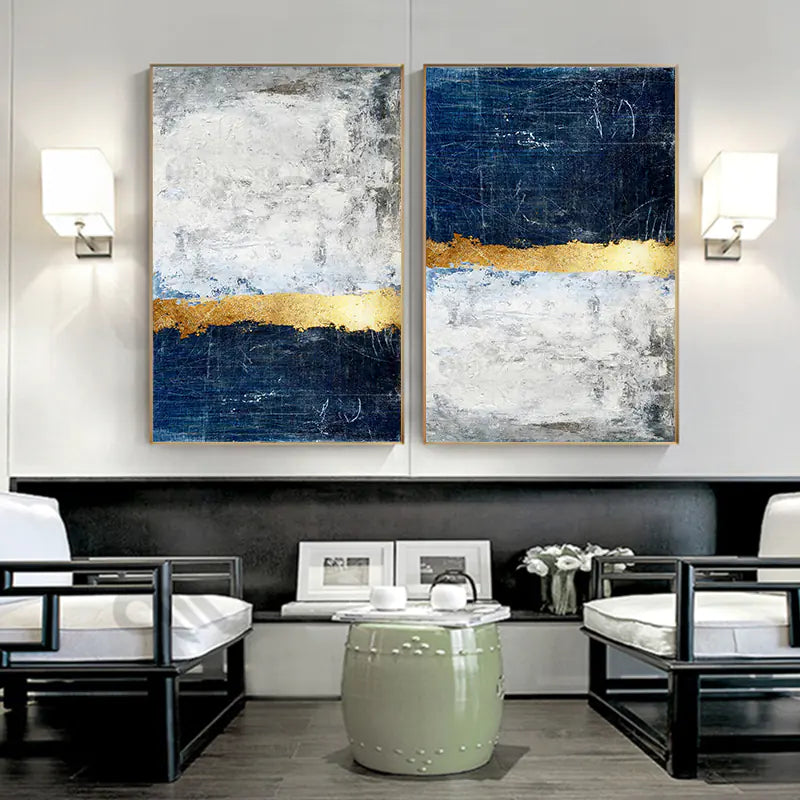 Modern Platinum Abstract Canvas Wall Art - DEHEERAN