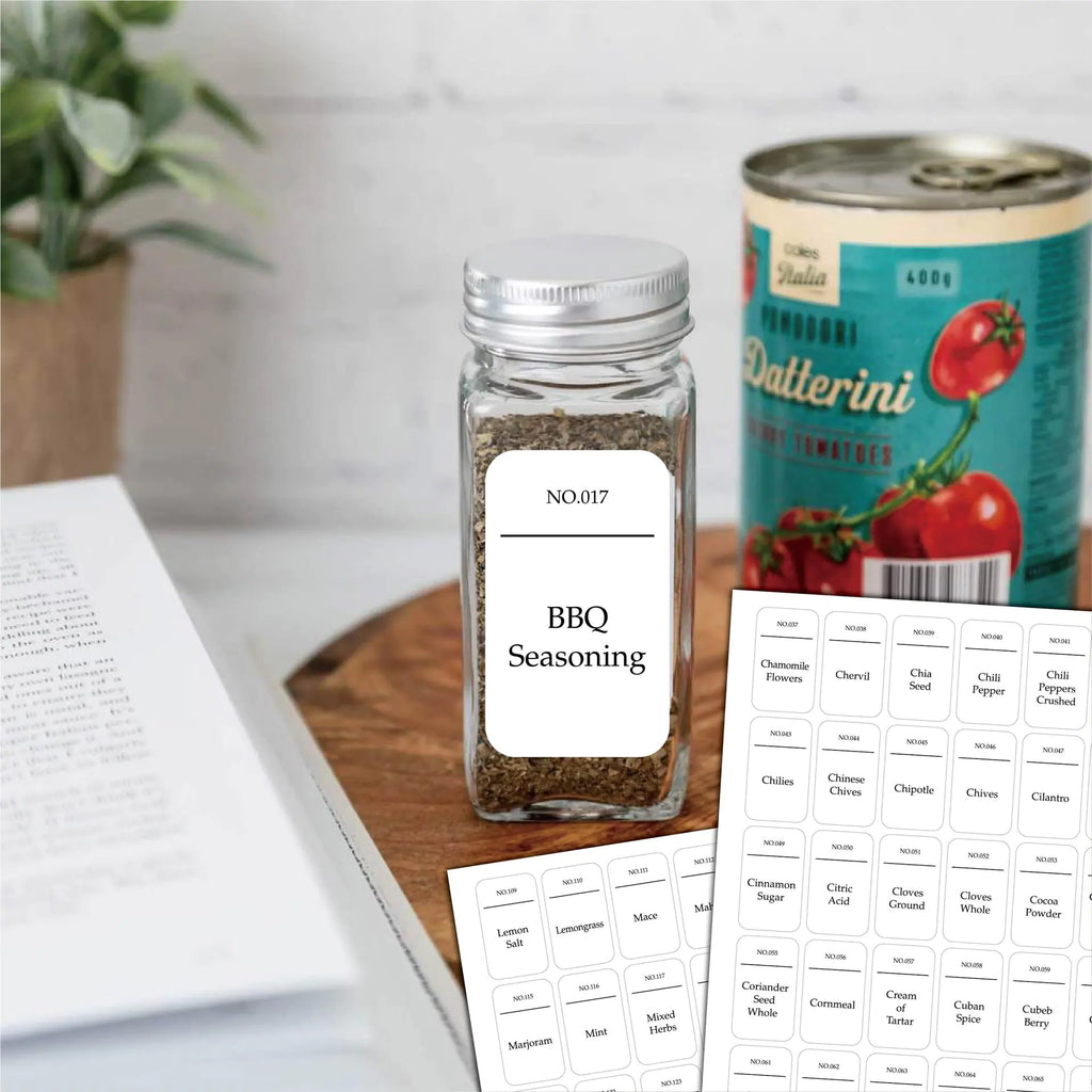 Water & Oil Resistant Spice Jar Labels - DEHEERAN