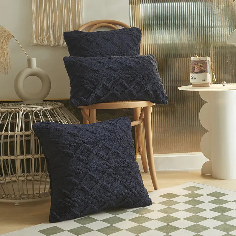 Jacquard Plush Geometric Throw Pillow Cover (Multi-Size) - DEHEERAN