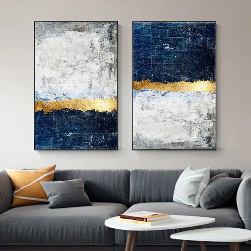 Modern Platinum Abstract Canvas Wall Art - DEHEERAN
